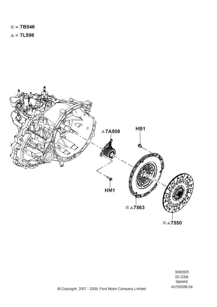 05A - Clutch, 5 Speed Manual Transmission - AK; 01/MAY/2006-23/JUN/2008