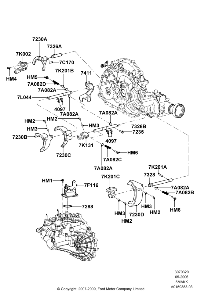 20B - Manual Transaxle Gearshift, 4WD, 5 Speed Manual Transmission - AK; 01/MAY/2006-23/JUN/2008