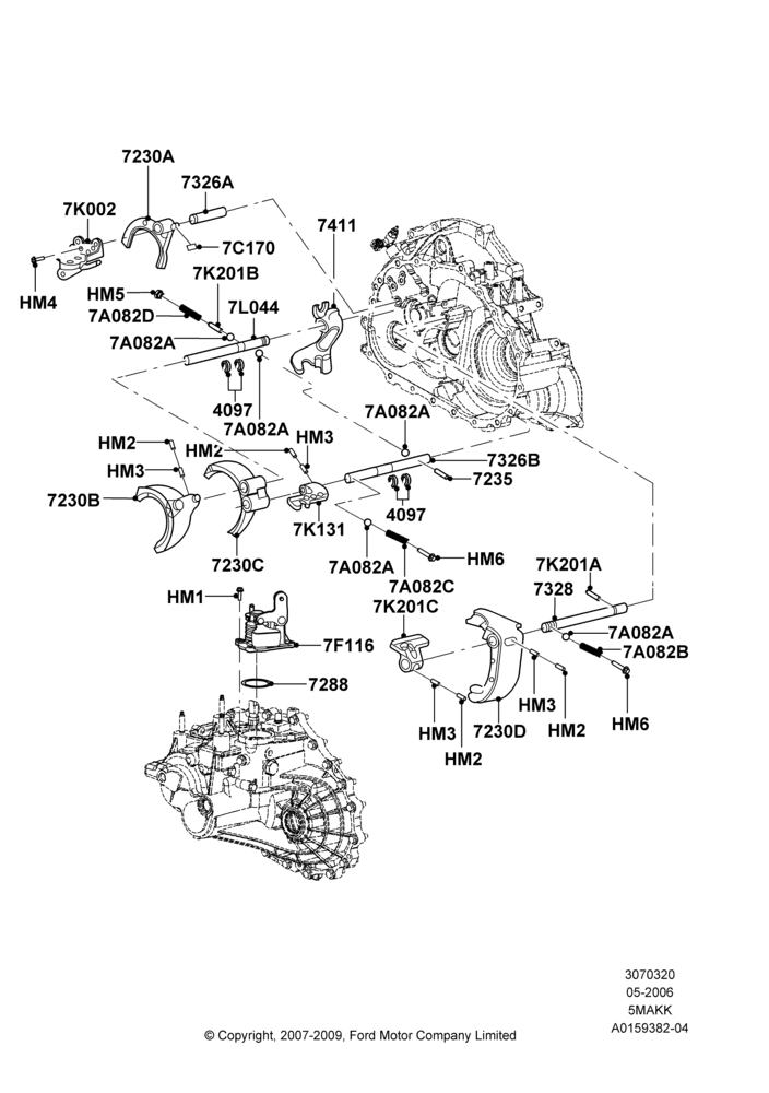 20A - Manual Transaxle Gearshift, 2WD, 5 Speed Manual Transmission - AK; 01/MAY/2006-29/APR/2012