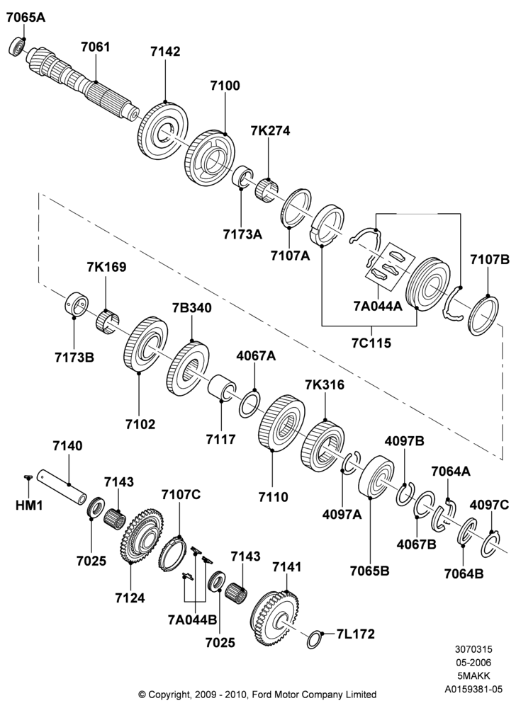 15A - Output Shaft, Gear Sets & Bearings, 2WD, 5 Speed Manual Transmission - AK; 01/MAY/2006-29/APR/2012