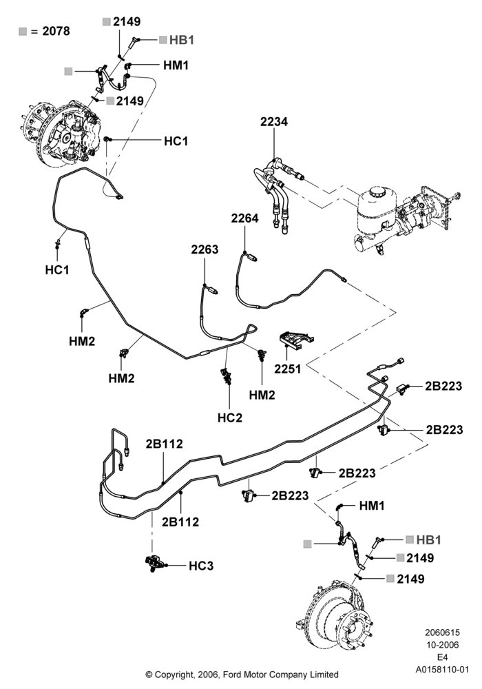 15F - FRONT BRAKE LINES, Ford 350 Series, Traction Control with Advance Trac; 06/AUG/2007-18/AUG/2008