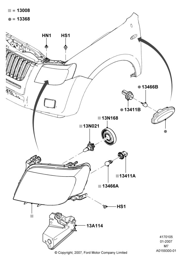 Headlamps and Front Flasher Lamps, Lincoln/Mercury Series