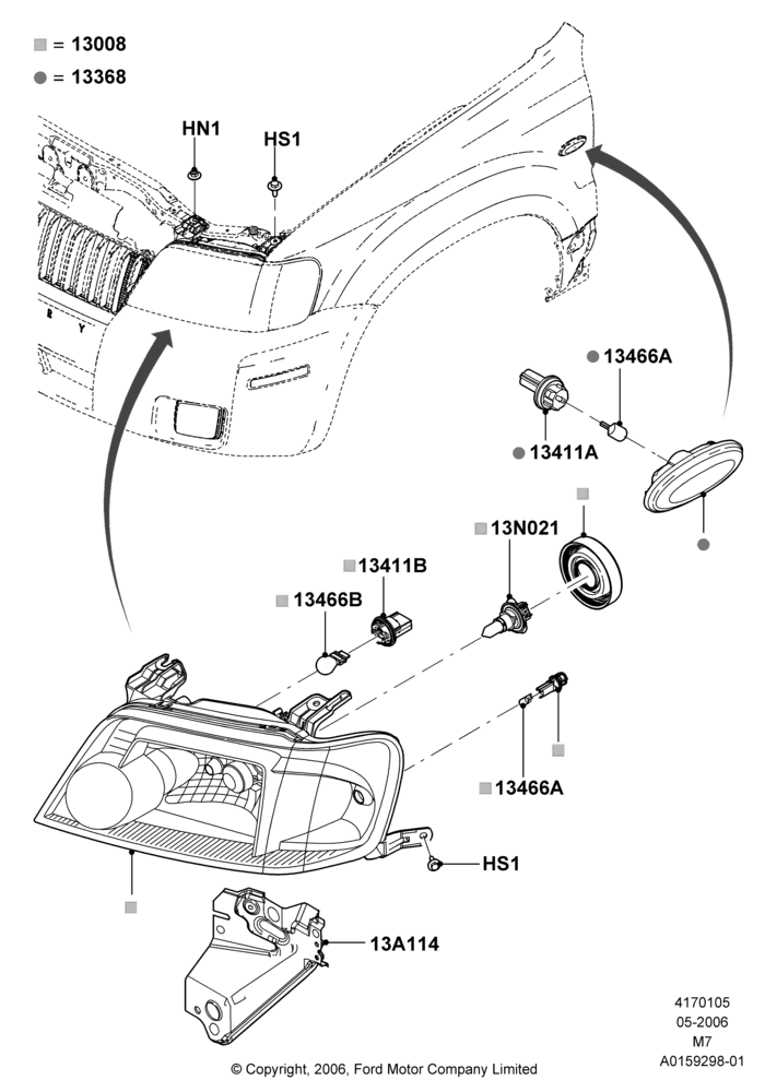 Headlamps and Front Flasher Lamps, Lincoln/Mercury Series