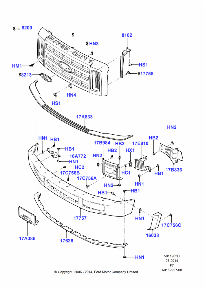 05D - Radiator Grille and Front Bumper, Ford 550 Series, Ford 450 Series; 18/DEC/2006-12/FEB/2010