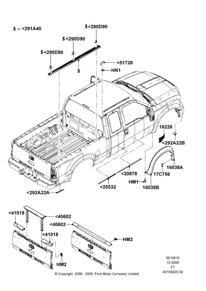10D - Body Mouldings, Ford 550 Series, Ford 450 Series; 18/DEC/2006-12/FEB/2010