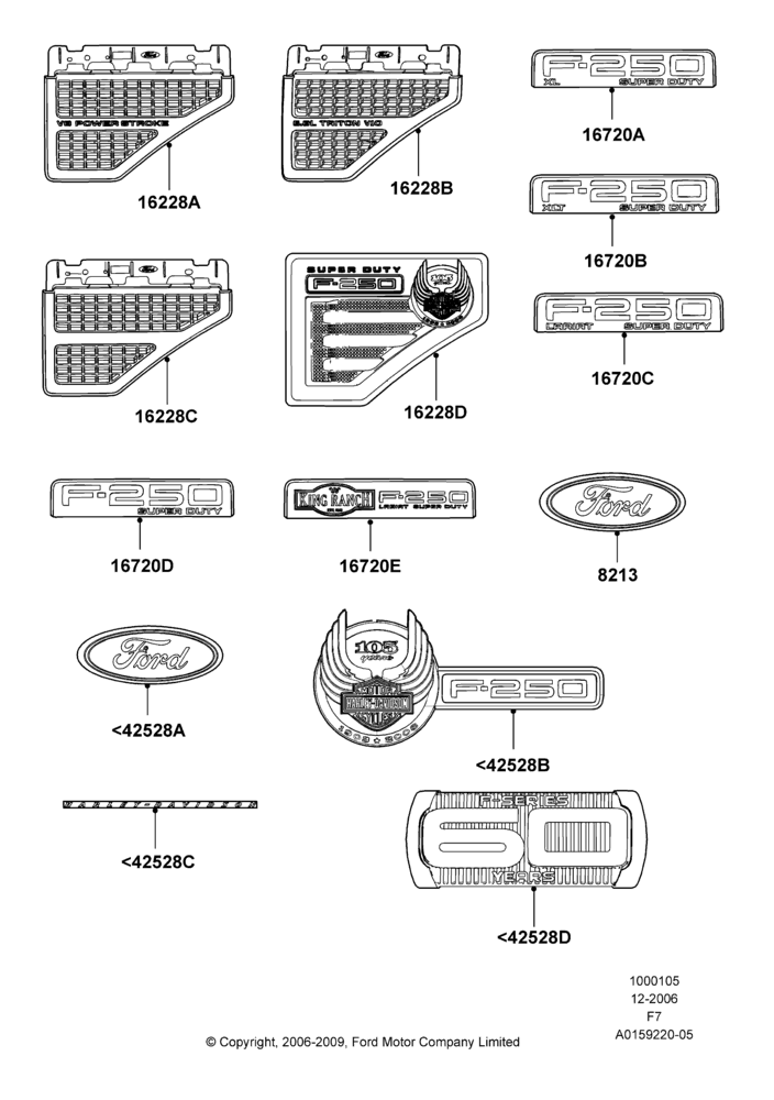 Name Plates, Ford 250 Series