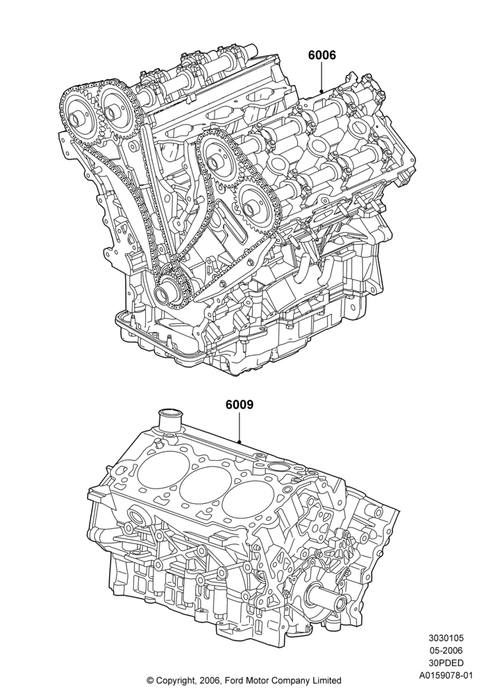 05C - Service Engine and Short Block, 3.0 V6 24V DOHC EFI Modular; 01/MAY/2006-23/JUN/2008