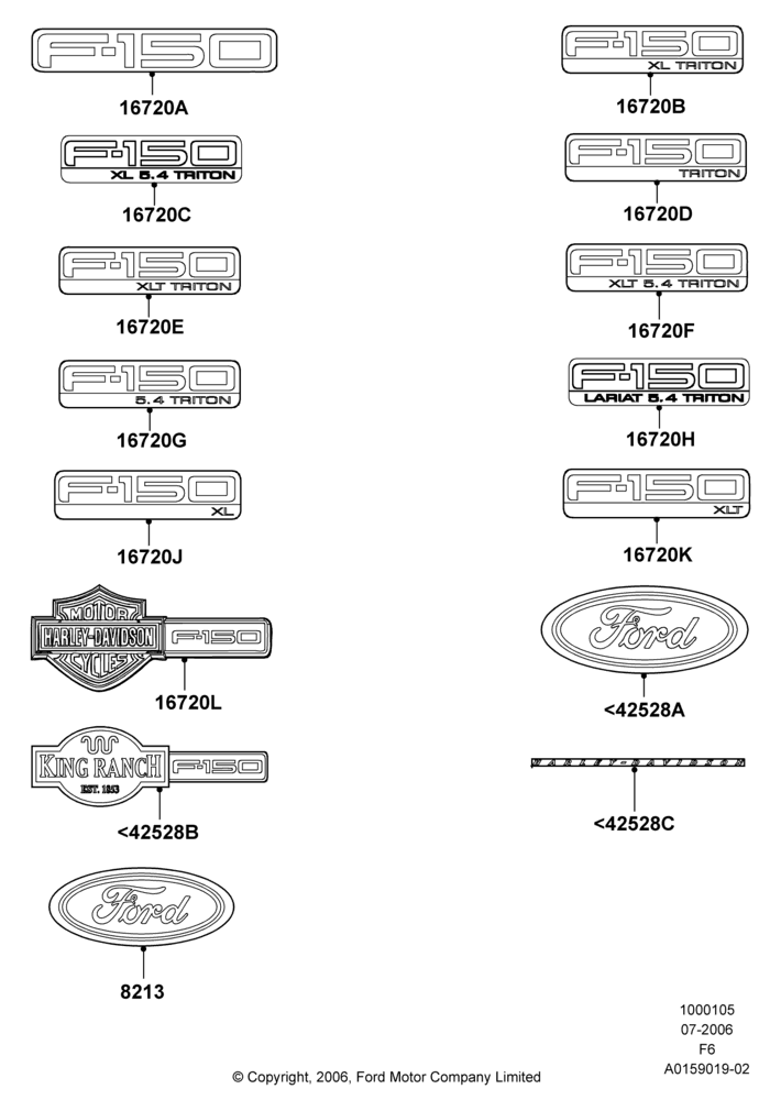 Name Plates, Ford 150 Series