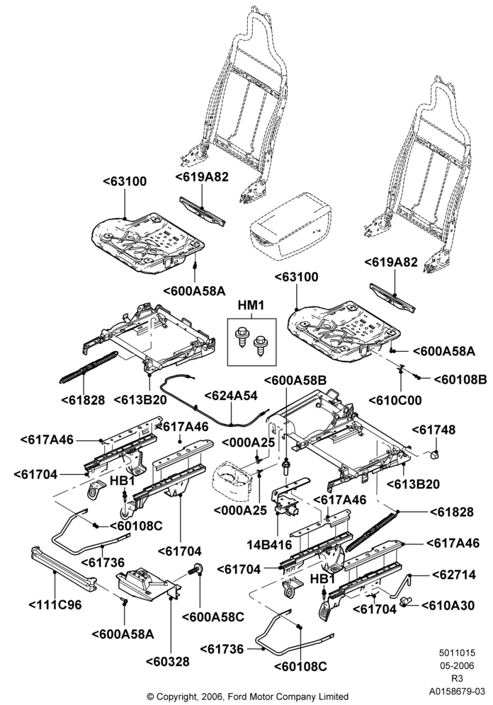 15D - Front Seat Base, With Split Bench Front Seat, in 60/40 seat; 01/MAY/2006-14/SEP/2009
