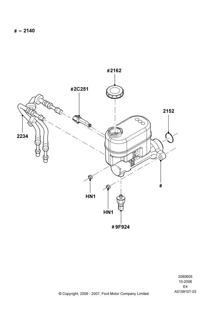 05G - Master Cylinder - Brake System, Ford 350 Series, Traction Control with Advance Trac; 06/AUG/2007-18/AUG/2008
