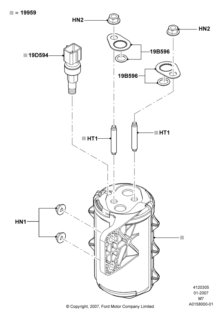 05D - Air Conditioning Accumulator Front, Gas/Electric Hybrid; 08/JAN/2007-29/APR/2012