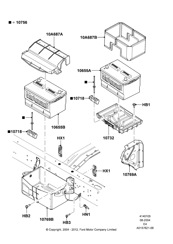 05A - Battery and Mountings, Less Stripped Chassis, With Gas Engines; 02/AUG/2004-26/JUL/2010