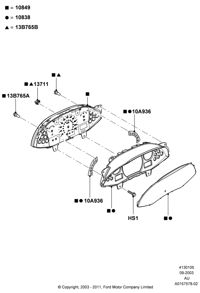 05B - Instrument Cluster, Less Exclusive Package, With Performance Instrumentation; 04/SEP/2003-05/APR/2004