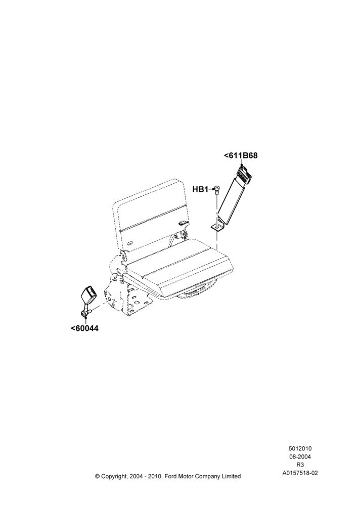 10C - Rear Seat Belts, Super Cab; 02/AUG/2004-16/DEC/2011