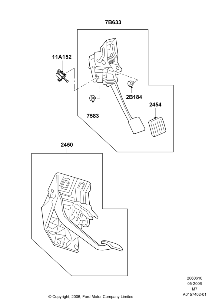 Brake and Clutch Controls, 5 Speed Manual Transmission - AK