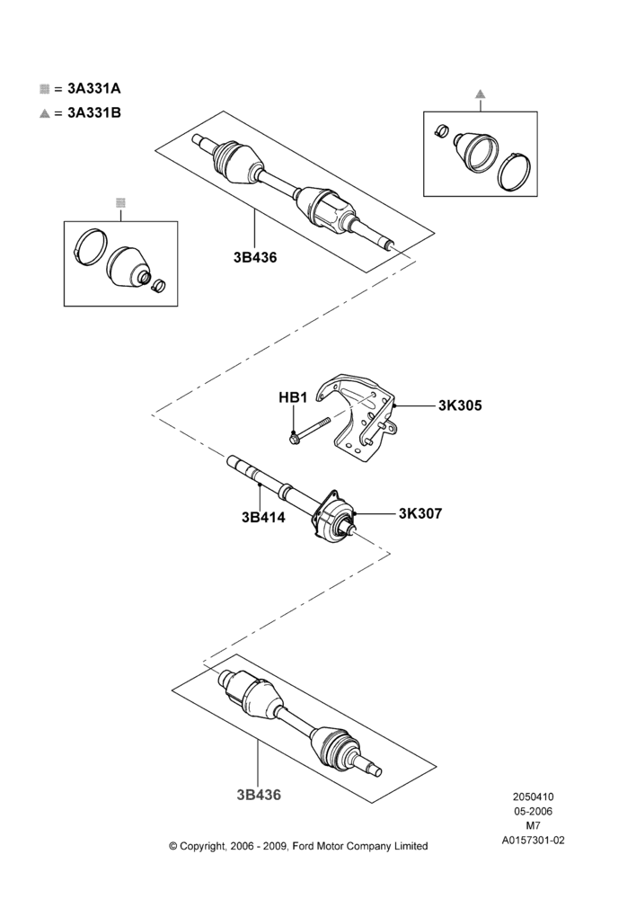 10E - Drive Shaft - Front Axle Drive, 4WD, CVT Auto Trans Powersplit Elec; 01/MAY/2006-29/APR/2012