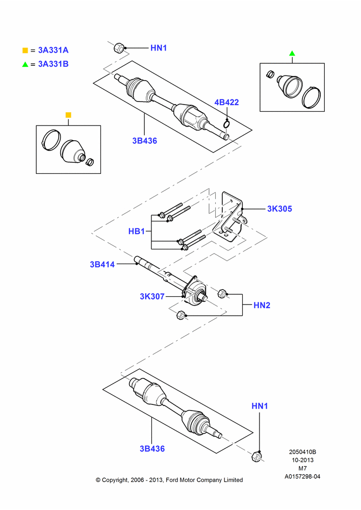 10B - Drive Shaft - Front Axle Drive, 2WD, CVT Auto Trans Powersplit Elec; 01/MAY/2006-29/APR/2012
