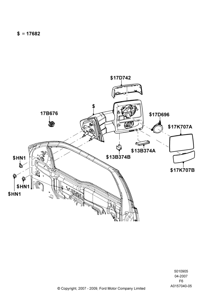 05F - Exterior Rear View Mirror, Drivers Power/Htd/Pud/Mn T-Tow Mir, Pass Pwr/Htd/Pud/Man T-Tow Mirror; 02/APR/2007-23/DEC/2014