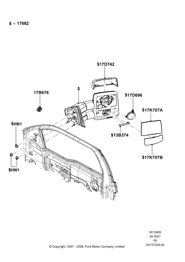 05E - Exterior Rear View Mirror, Drivers Sail/Man/Man T-Tow Mirror, Pass Sail/Man/Man T-Tow Mirror; 02/APR/2007-23/DEC/2014
