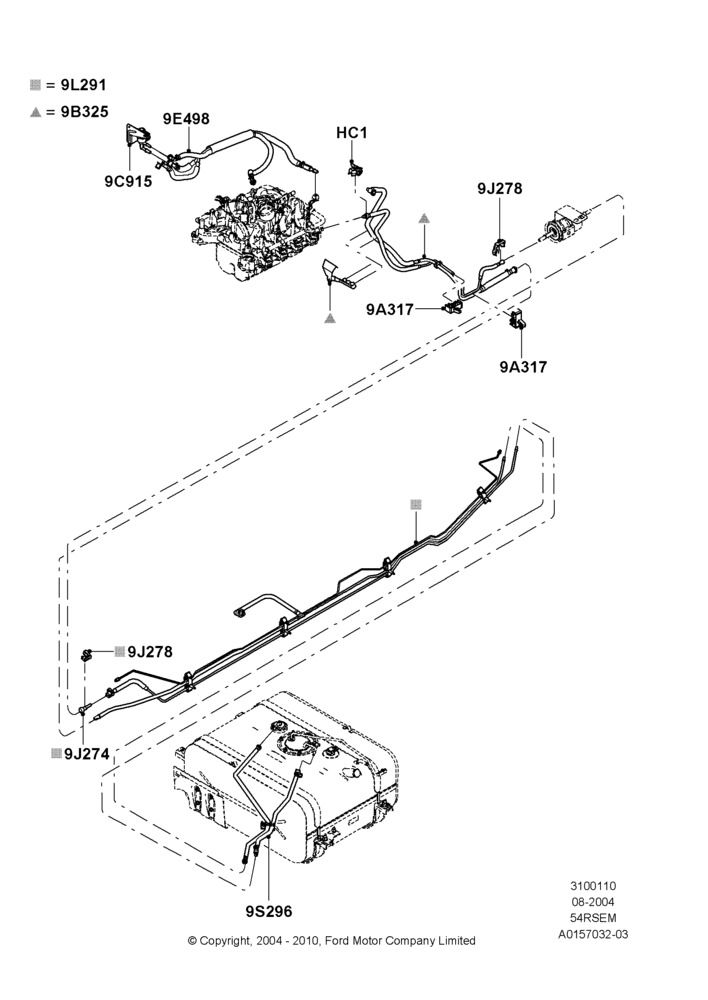 10D - Fuel Lines, 5.4L Modular SOHC V8, Stripped Chassis; 02/AUG/2004-18/AUG/2008