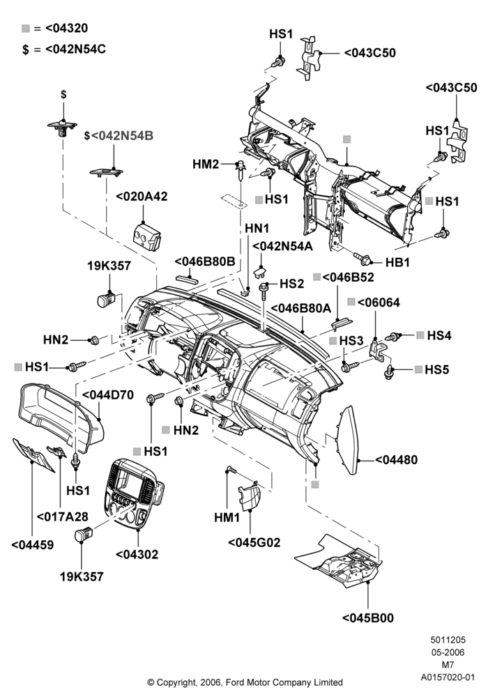 05D - Instrument Panel, Mercury Hybrid Version; 01/MAY/2006-08/JAN/2007