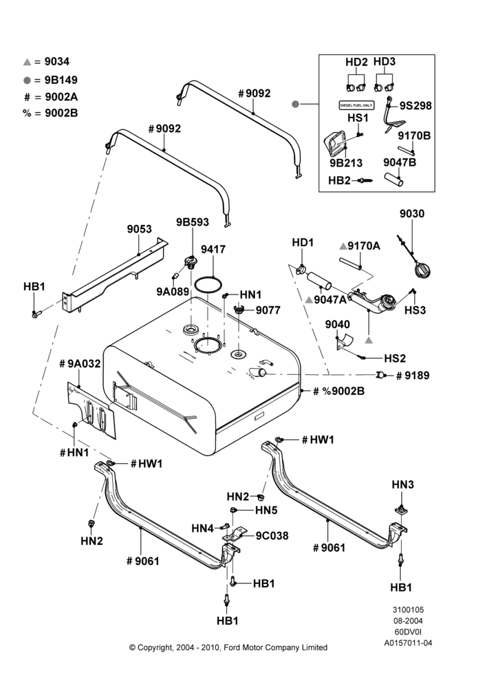 05L - Fuel Tank, 6.0L  OHV Diesel V8 DI, All Cutaway/Strip Chas/Chas Cab, With Aft-Of-Axle Fuel Tank; 02/AUG/2004-18/JUL/2007
