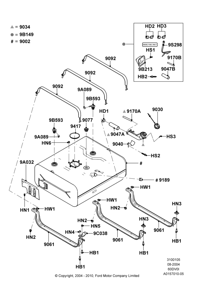 05K - Fuel Tank, 6.0L  OHV Diesel V8 DI, All Cutaway/Strip Chas/Chas Cab, Extended Plus Capacity Fuel Tank; 02/AUG/2004-18/JUL/2007