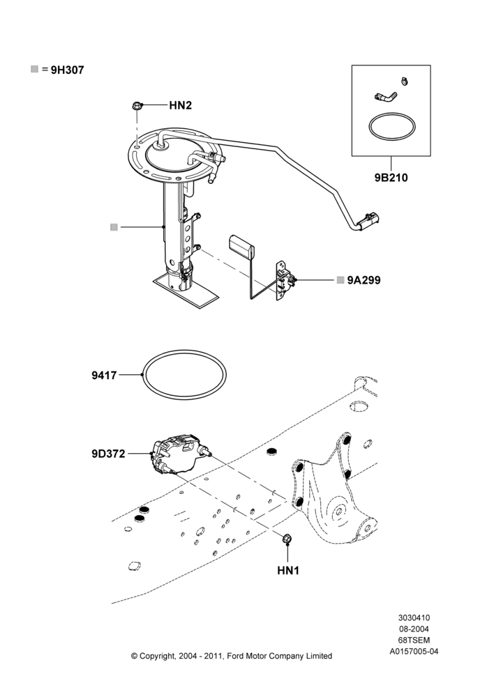10C - Fuel Pump And Sender Unit, 6.8L SOHC EFI NA V10 Gas, With Aft-Of-Axle Fuel Tank; 02/AUG/2004-18/AUG/2008