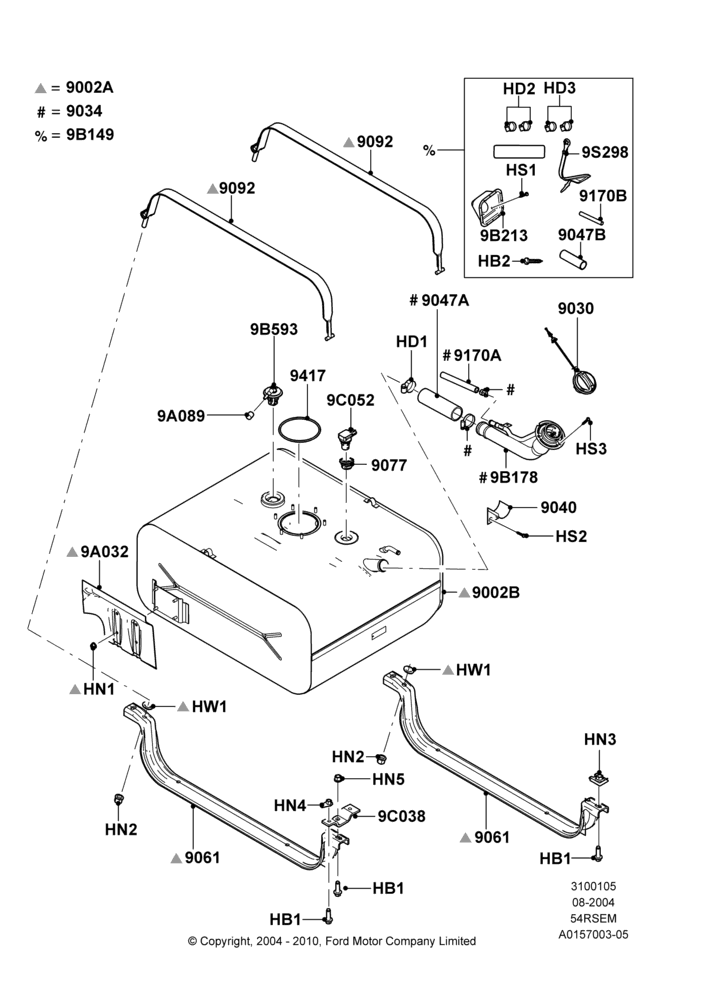 05F - Fuel Tank, 5.4L Modular SOHC V8, All Cutaway/Strip Chas/Chas Cab, With Aft-Of-Axle Fuel Tank; 02/AUG/2004-18/JUL/2007