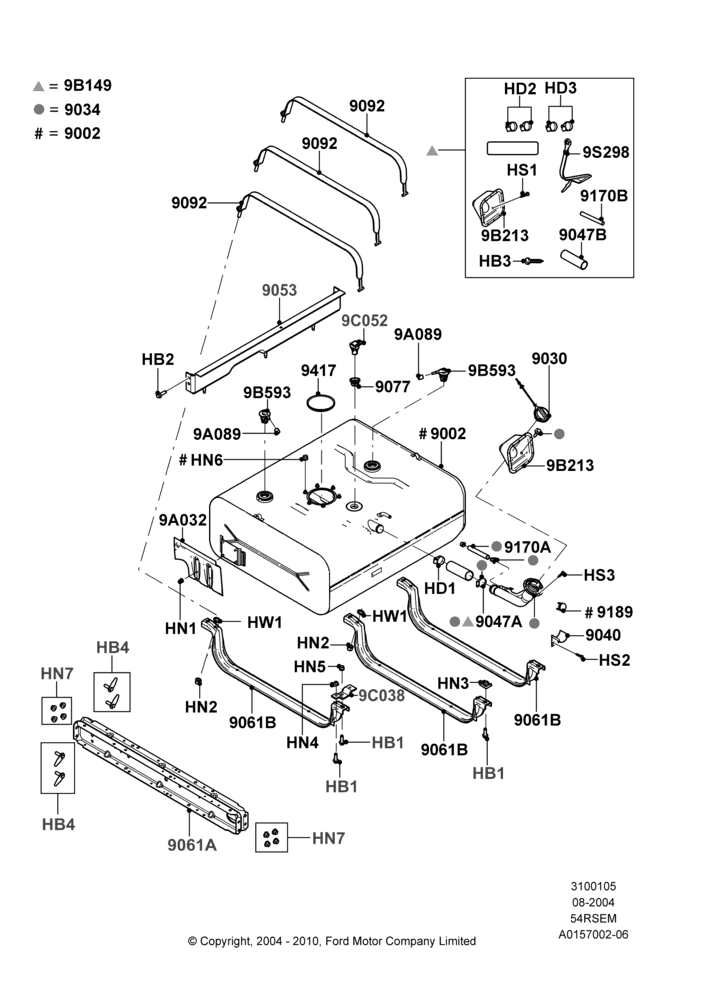 05E - Fuel Tank, 5.4L Modular SOHC V8, All Cutaway/Strip Chas/Chas Cab, Extended Plus Capacity Fuel Tank; 02/AUG/2004-18/JUL/2007