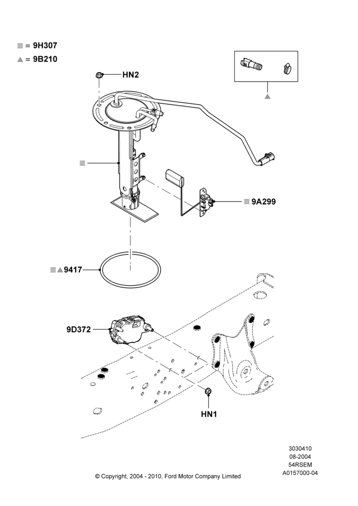 10C - Fuel Pump And Sender Unit, 5.4L Modular SOHC V8, Extended Plus Capacity Fuel Tank; 02/AUG/2004-18/AUG/2008