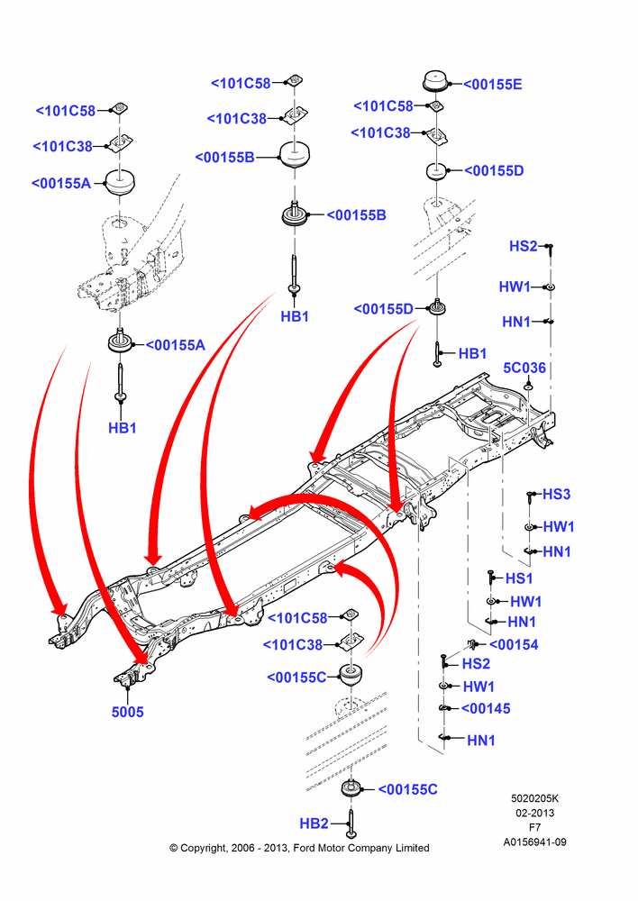 05K - Chassis Frame, Wide Frame (Pickup), Crew Cab; 18/DEC/2006-29/JUN/2009