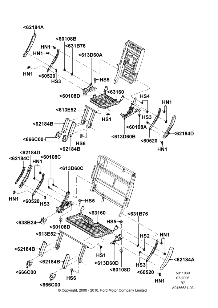 30K - Rear Seat Base, With 3rd Row Bench Seat, Manual; 02/AUG/2006-11/AUG/2014