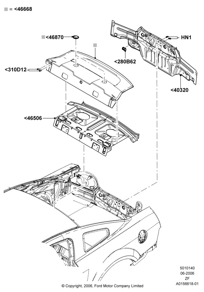 40D - Rear Panels and Rear Package Tray, Coupe; 05/JUN/2006-26/FEB/2009