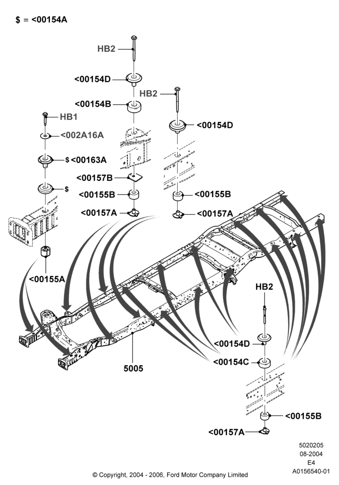 05G - Chassis Frame, Ford 450 Series; 02/AUG/2004-16/OCT/2006