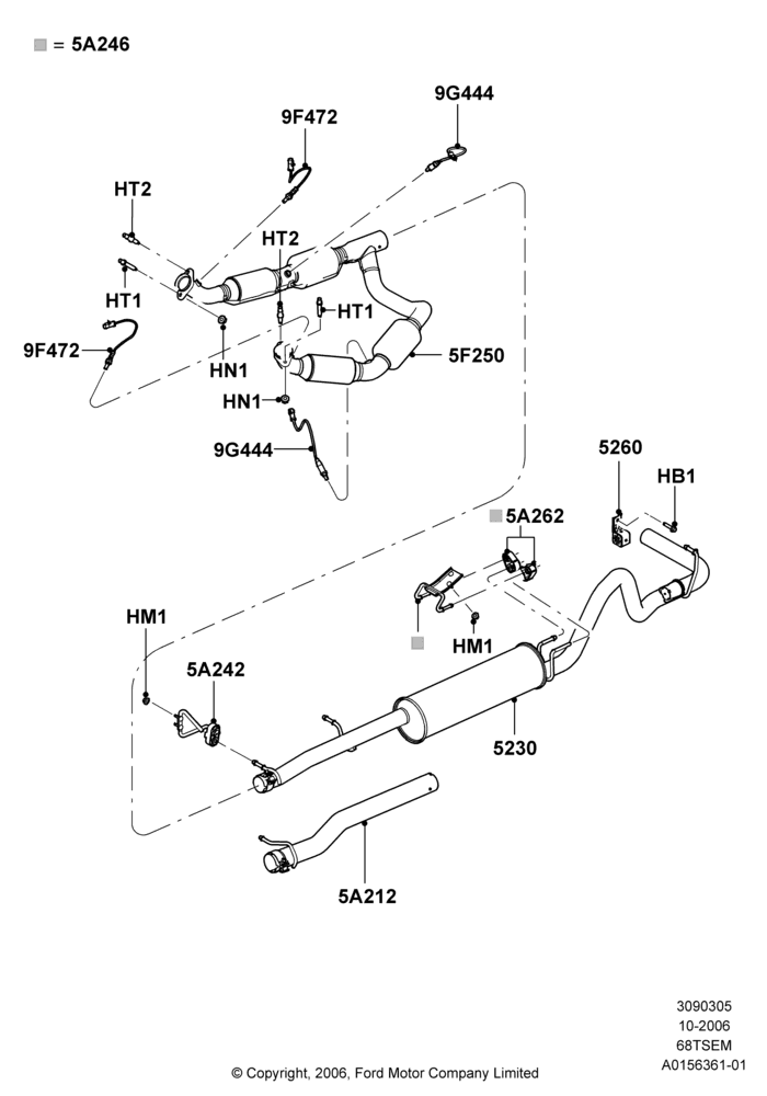 Exhaust System, 6.8L SOHC EFI NA V10 Gas, All Reg/Extended Vans/Wagons, Ford 350 Series, With 49 State/Non Green State Req