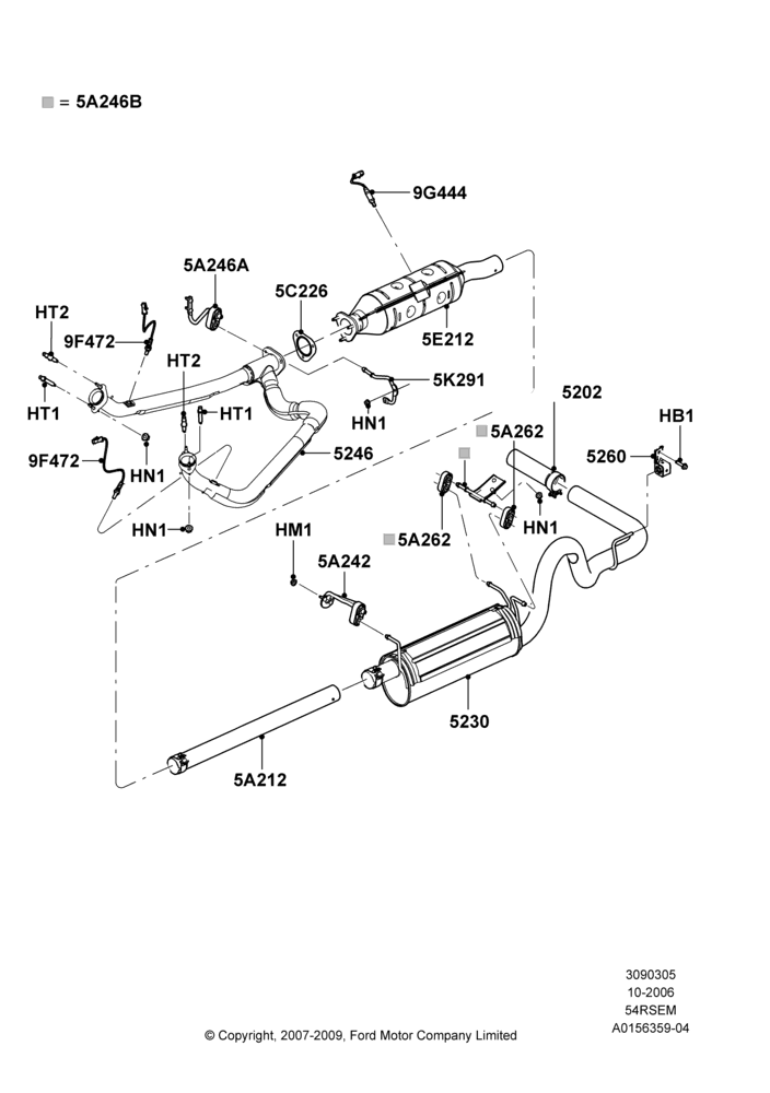 Exhaust System, 5.4L Modular SOHC V8, All Cutaway/Strip Chas/Chas Cab, Ford 350 Series