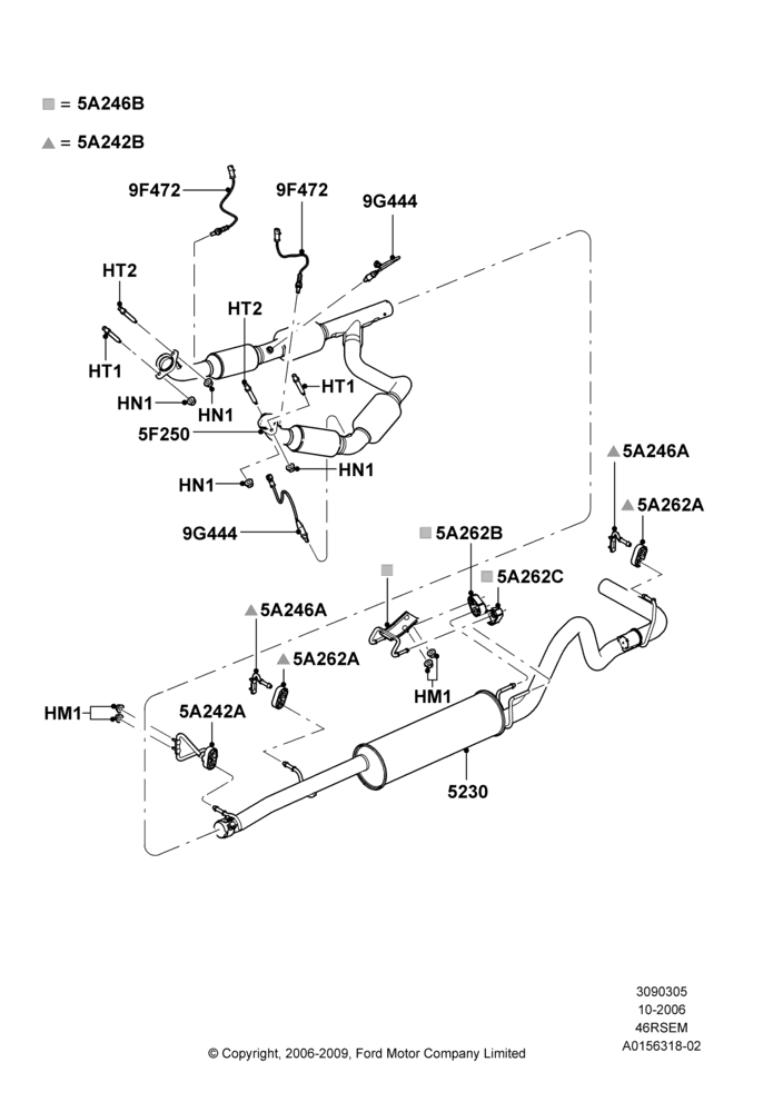 Exhaust System, Romeo 4.6 SOHC EFI