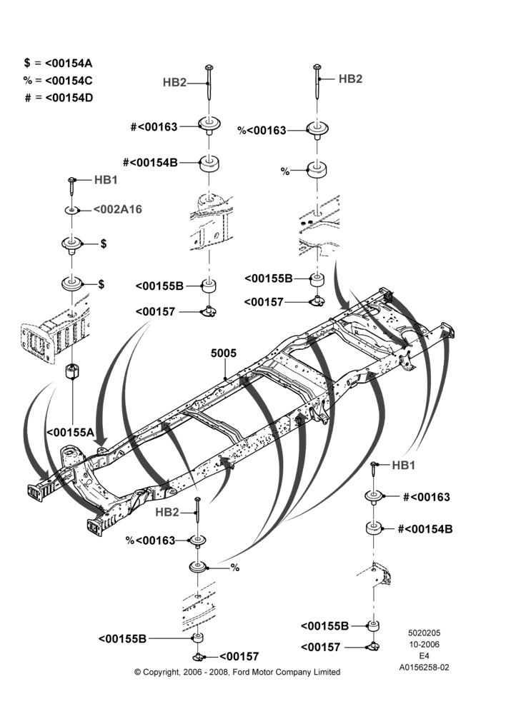 05J - Chassis Frame, All Reg/Extended Vans/Wagons, Ford 350 Series; 16/OCT/2006