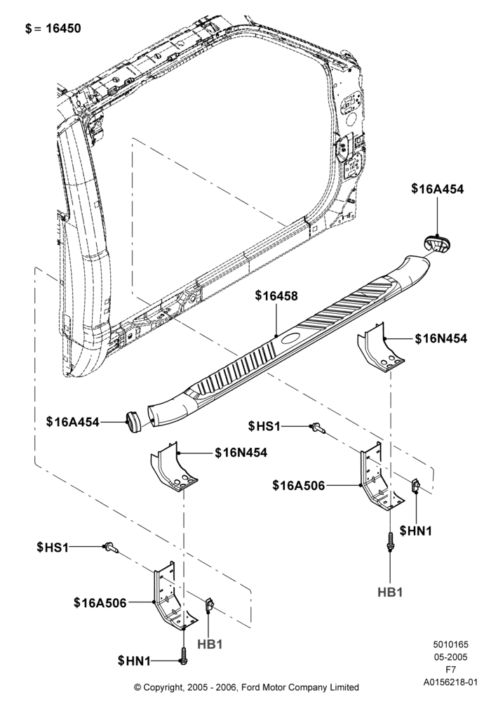 65M - Running Boards/Side Steps, SD Aux Step-Curv Tube Cr W/O Lights, Super Cab, Production Step Bars; 16/MAY/2005-12/FEB/2010