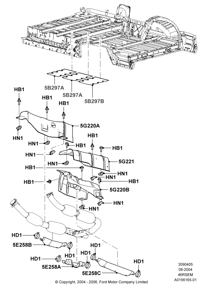 Heat Shields - Exhaust System, Romeo 4.6 SOHC EFI, With Crew Van Package