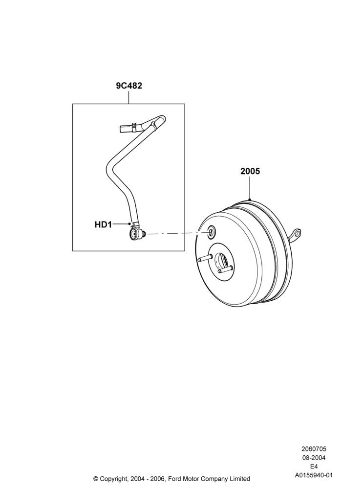 05C - Brake Booster, Ford 250 Series, Ford 350 Series, Traction Control with Advance Trac; 02/AUG/2004-06/AUG/2007