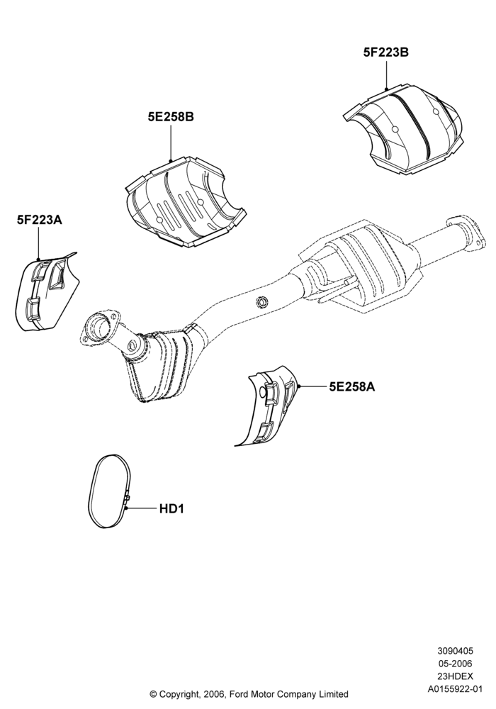 Heat Shields - Exhaust System, 2.3L 4V NA I4 Petrol