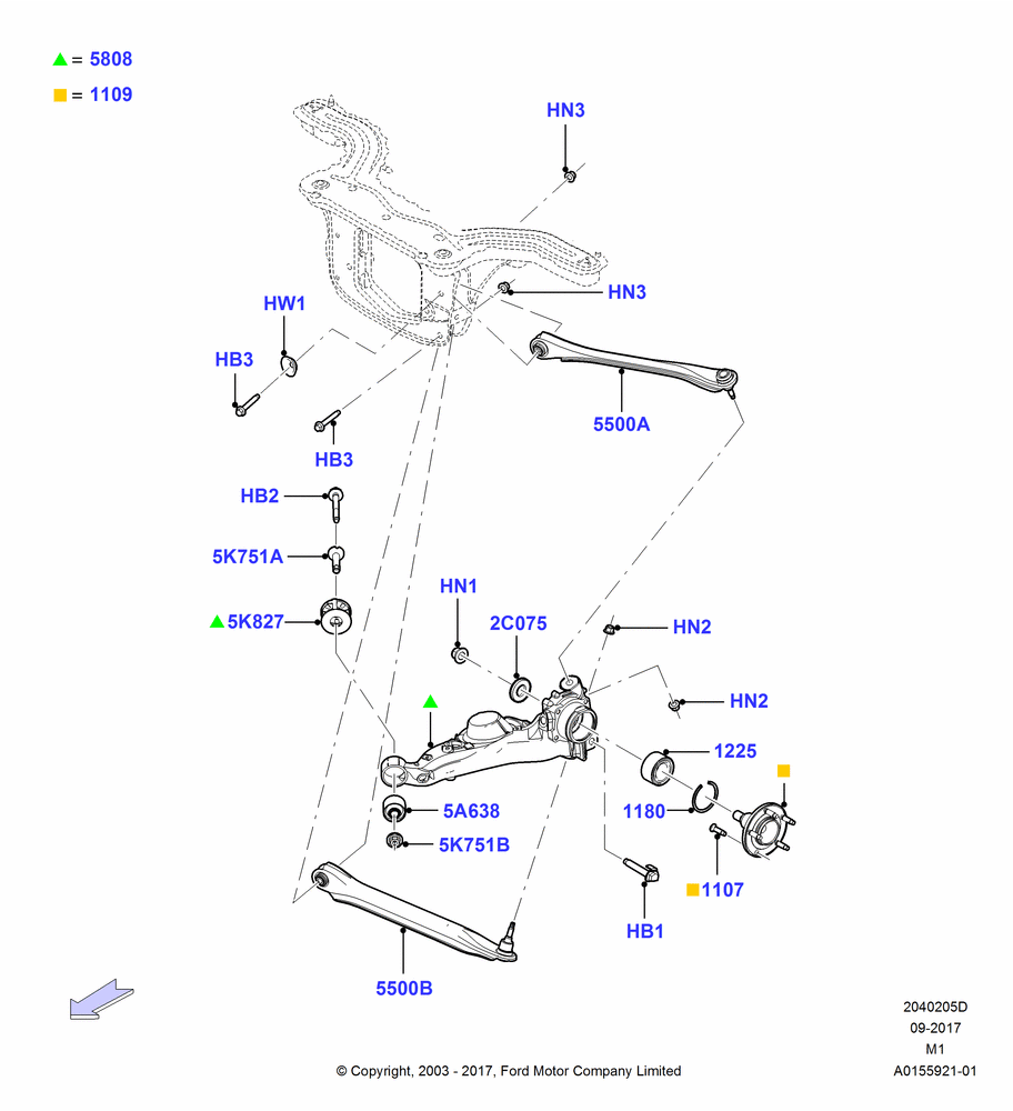 05D - Rear Knuckle and Suspension Arms, 2WD; 22/DEC/2003-01/MAY/2006