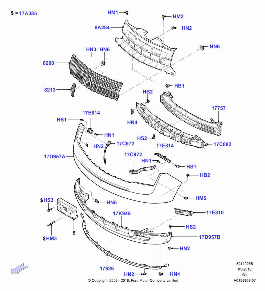05B - Radiator Grille and Front Bumper, Lincoln/Mercury Series; 06/NOV/2006-12/JUL/2010