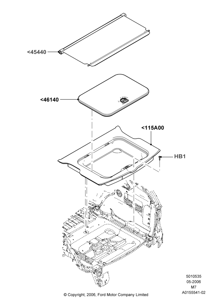 35B - Load Compartment Trim, Less Hybrid Version, With Cargo Area Management; 01/MAY/2006-08/JAN/2007