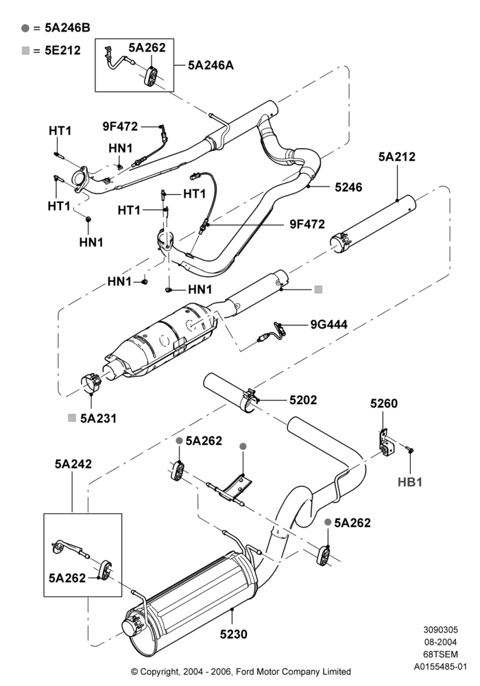 Exhaust System, 6.8L SOHC EFI NA V10 Gas, All Cutaway/Strip Chas/Chas Cab, Ford 450 Series