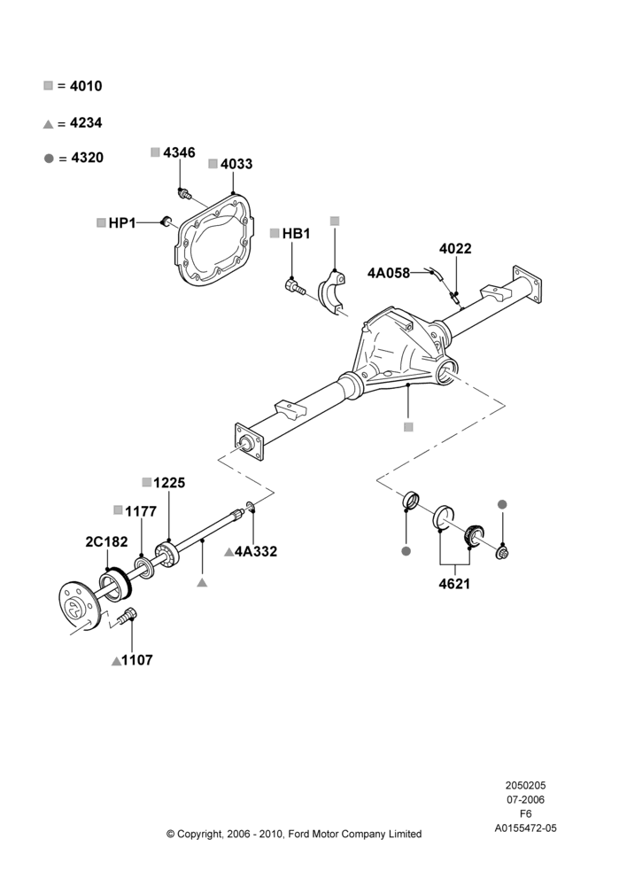 05E - Rear Axle, With 9.75" Axle; 17/JUL/2006-23/DEC/2014