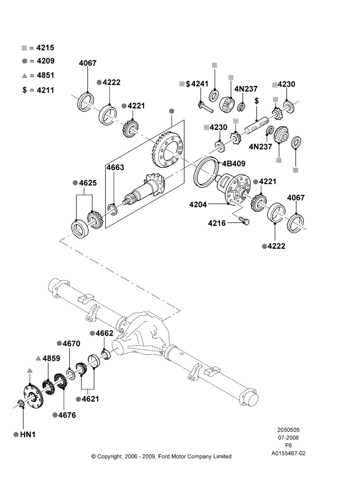 05G - Components - Rear Axle Diff & Carr., Rear Axle Less Limited Slip Diff, With 8.8 Axle; 17/JUL/2006-18/AUG/2008