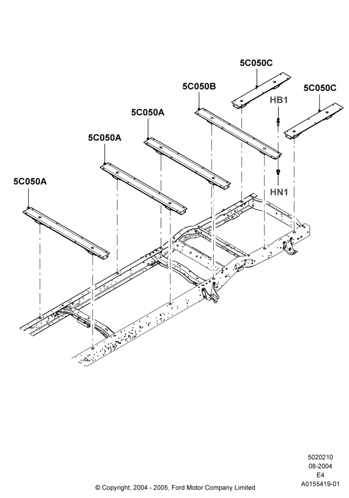 10A - Front Chassis Members, All Cutaway And Chassis Cabs, With Std Pattern Frame Spacers; 02/AUG/2004